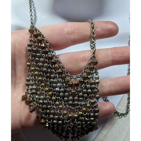 Bohemian Metallic Beaded Fringe Pendant Necklace - Picture 6 of 8